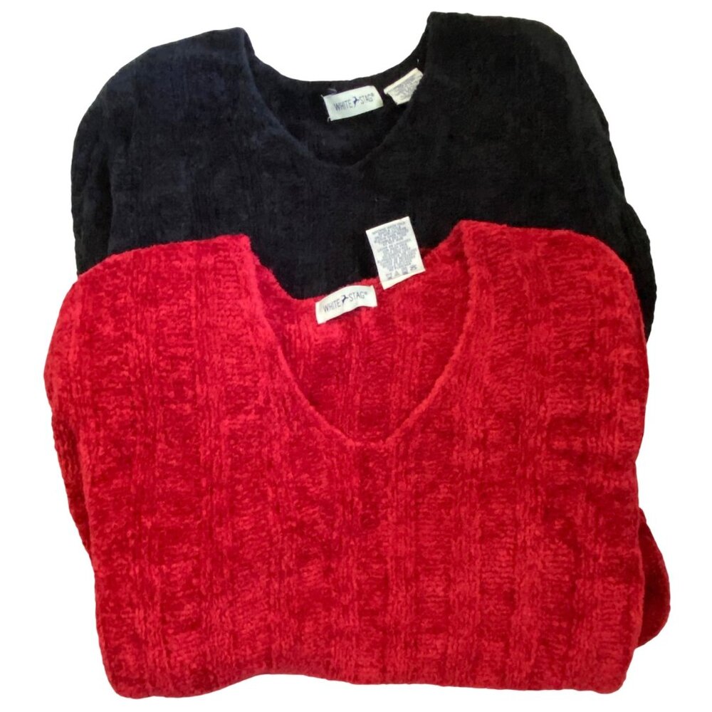 Vintage Cozy Sweater Lot of 2 Womens S Super Soft‎ Fall Holiday Apres Ski Bold